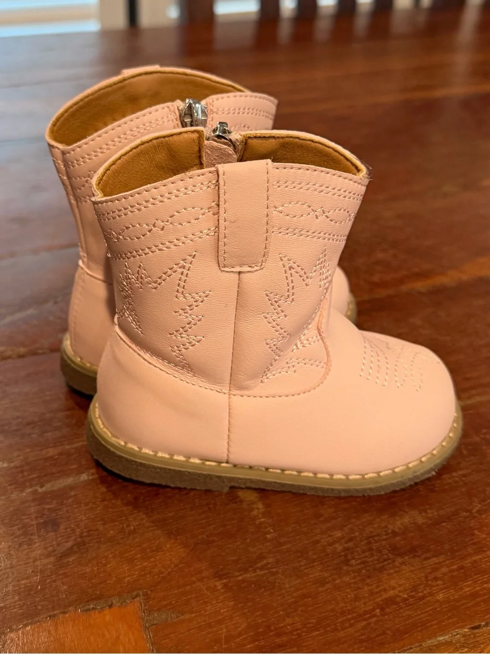 Kids Pink Western Zip-Front Boots